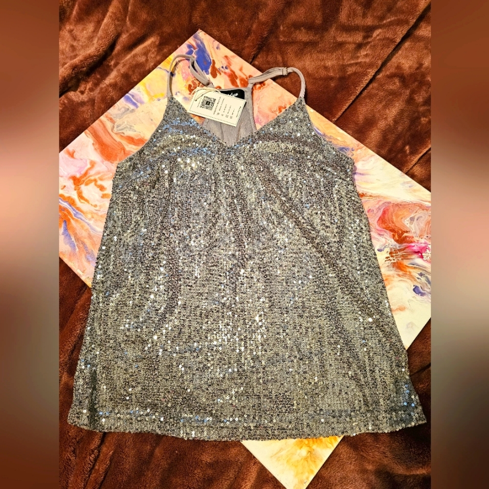 Silver Sequin Women's Top